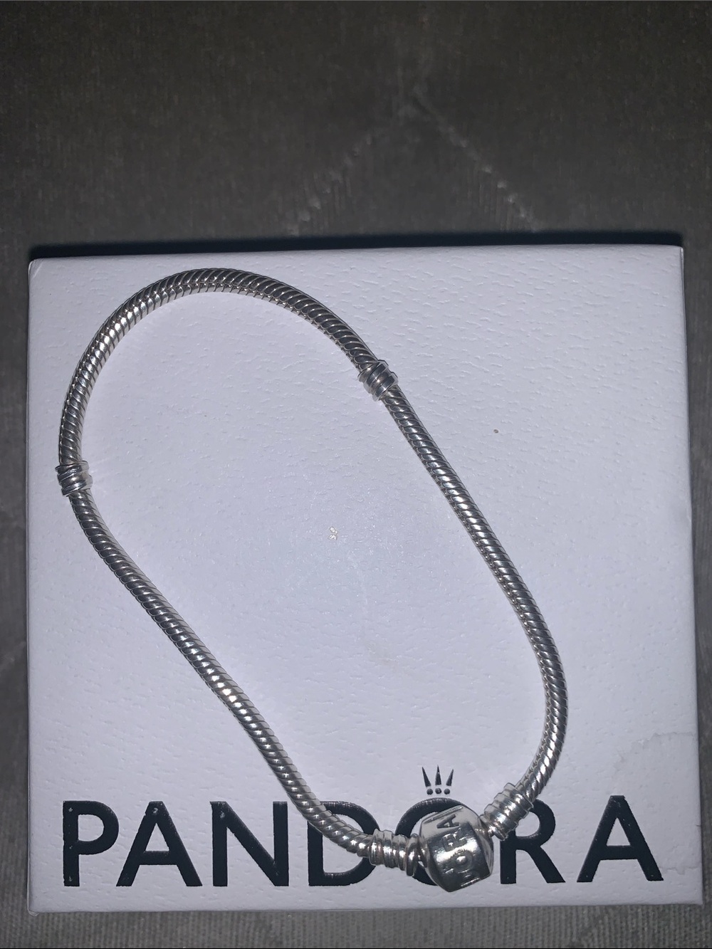 Pandora Silver Snake Chain Bracelet with Branded Clasp